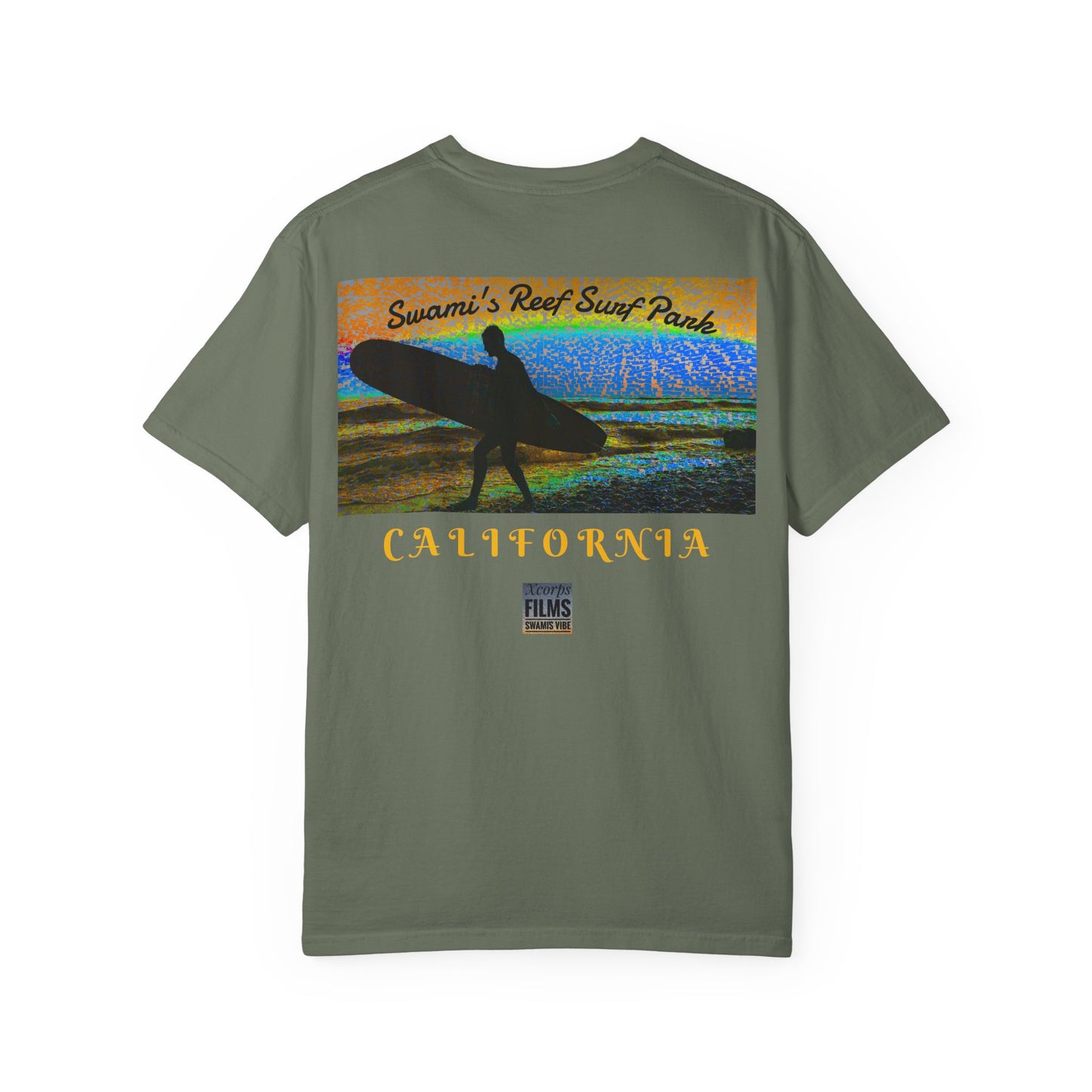 Swamis Vibe Encinitas California JSE Designs #517 Swamis Vibe Surf Film Unisex Tee Shirt, Summer Clothing, Gift for Surfers, Unisex Beach Tee, Casual Wear, Vacation Shirt, Encinitas Style