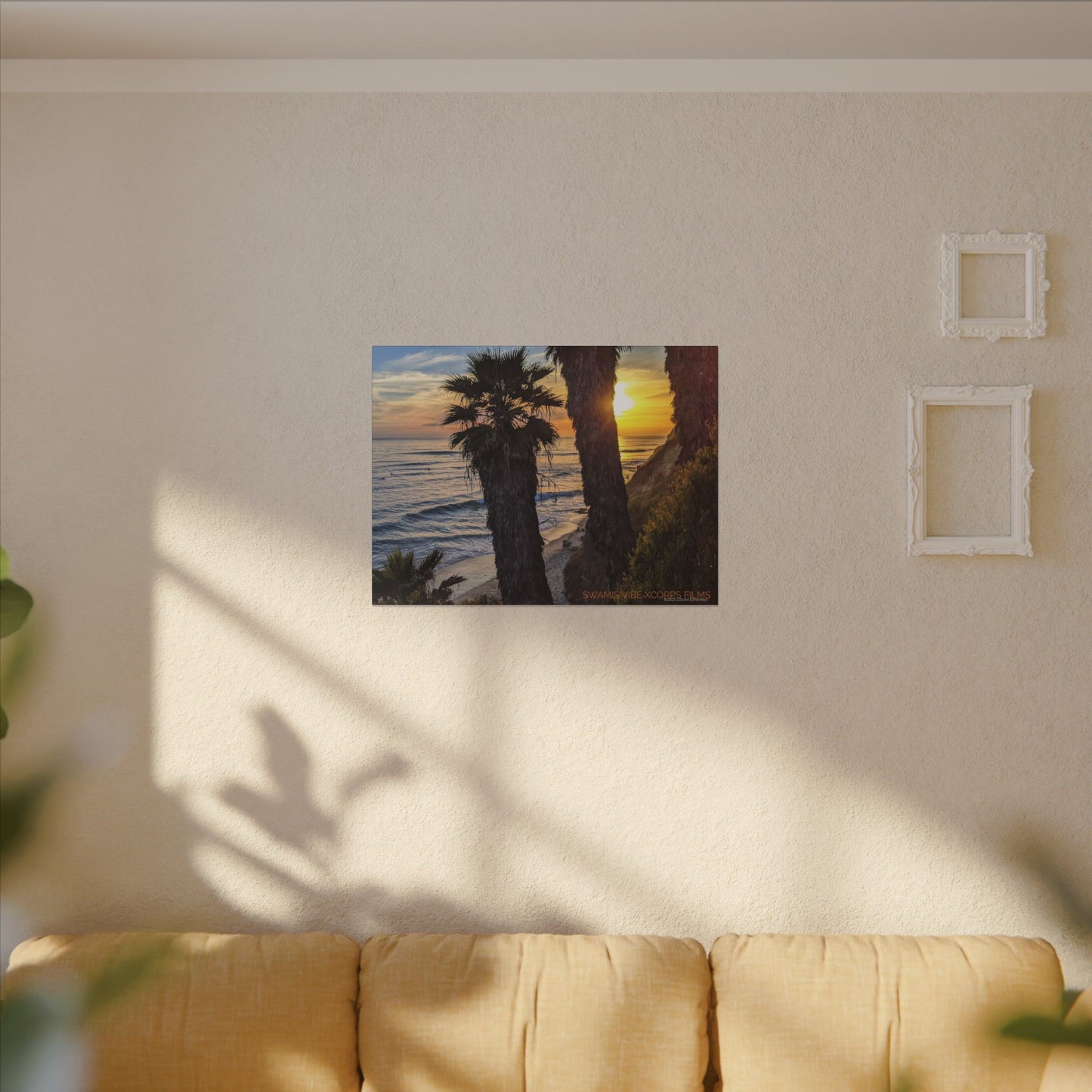 Swamis Vibe Encinitas California JSE Photograph #102 Swamis Sunset Palms and Waves Coastal Sunset Canvas Print, Wall Art, Beach Decor, Home Decor, Nature Wall Art, Tropical Print