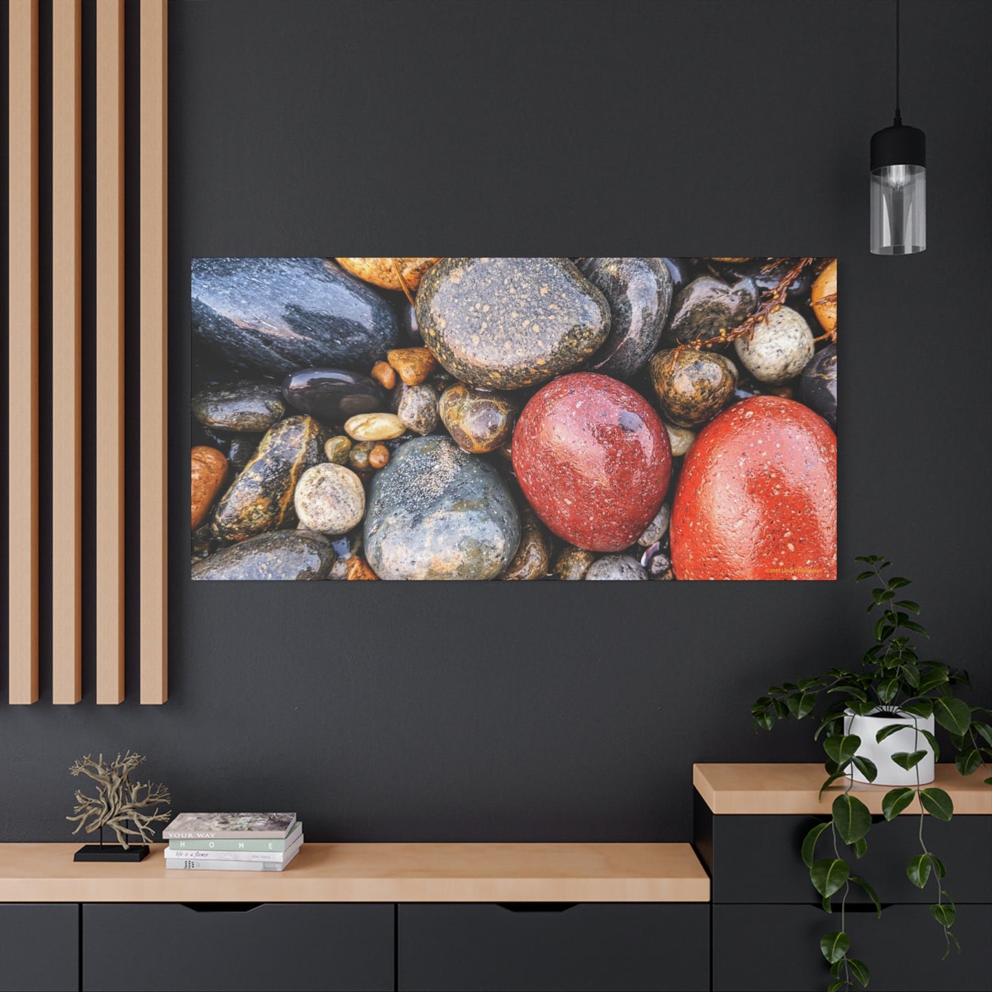Swamis Vibe Encinitas California JSE Photograph - Beach Rocks Mix #426 Natural Stone Art Canvas, Home Decor, Wall Art, Gift for Nature Lovers, Rustic Aesthetic, Gallery Wrap Print