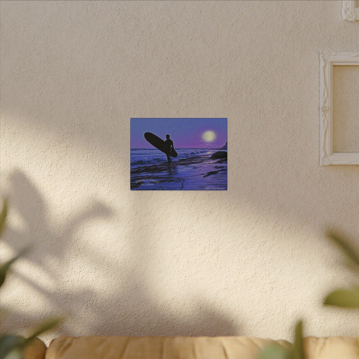 Swamis Vibe Encinitas California JSE Photograph #140 Purple Sunset Surfer Ocean Sunset Surfing Canvas, Beach Wall Art, Surf Decor, Coastal Home Decor, Beach House Wall Art, Perfect Gift for Surf Lovers