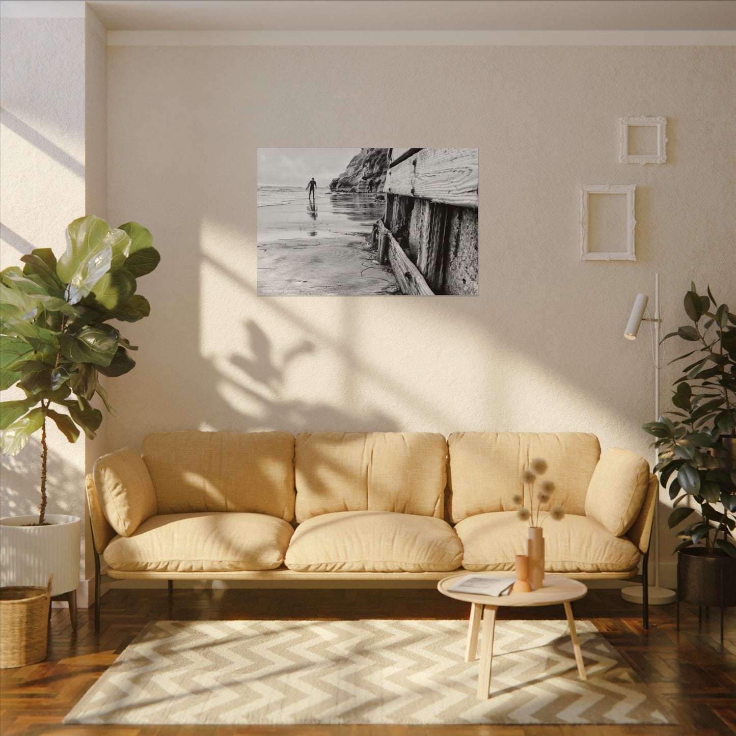 Swamis Vibe Encinitas California JSE Photograph #1221 Surfer on Swamis Beach BW Surfing Wall Art Print, Black and White Coastal Decor, Beach Lover Gift, Home Office Artwork, Surfer Canvas