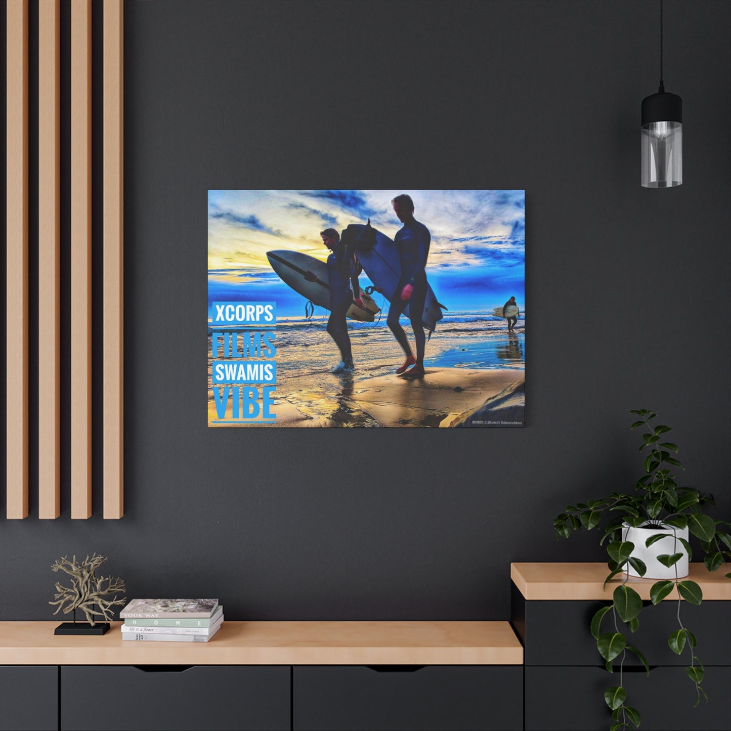 Swamis Vibe Encinitas California JSE Photograph #341 Blue Sunset Surfers Surfing Vibe Canvas Art, Beach Decor, Coastal Wall Art, Surfer Home Decor, Ocean Inspired Art, Summer Aesthetic