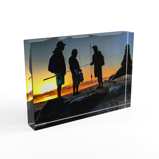 Swamis Vibe Surf and Sunsets 3D Photo Blocks 3 Fishermen at Swamis Beach Photo Block Sunset Fishing  Photo Block, Gift for Fishermen, Home Office Decor, Unique Display