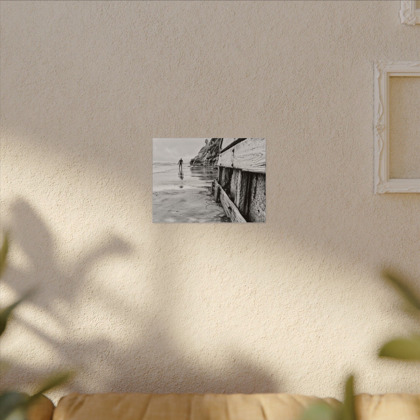 Swamis Vibe Encinitas California JSE Photograph #1221 Surfer on Swamis Beach BW Surfing Wall Art Print, Black and White Coastal Decor, Beach Lover Gift, Home Office Artwork, Surfer Canvas