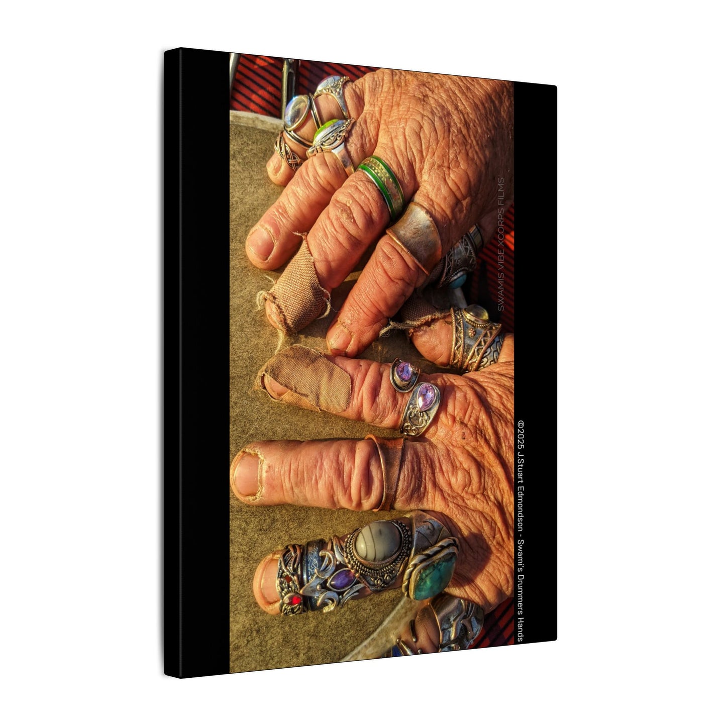 Swamis Vibe Encinitas California JSE Photograph #1253 Swamis Drummer Hands Artistic Canvas Wall Art, Bohemian Home Decor, Unique Gift for Art Lovers, Vibrant Pop Culture Design, Studio Display