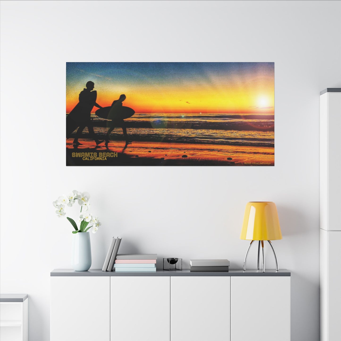 Swamis Vibe Encinitas California JSE Photograph #115 Spirited Swamis Surfers Sunset Sunset Surfing Matte Canvas Print, Surfer Wall Art, Beach Home Decor, Gift for Surf Lovers, Coastal Living, Ocean Art