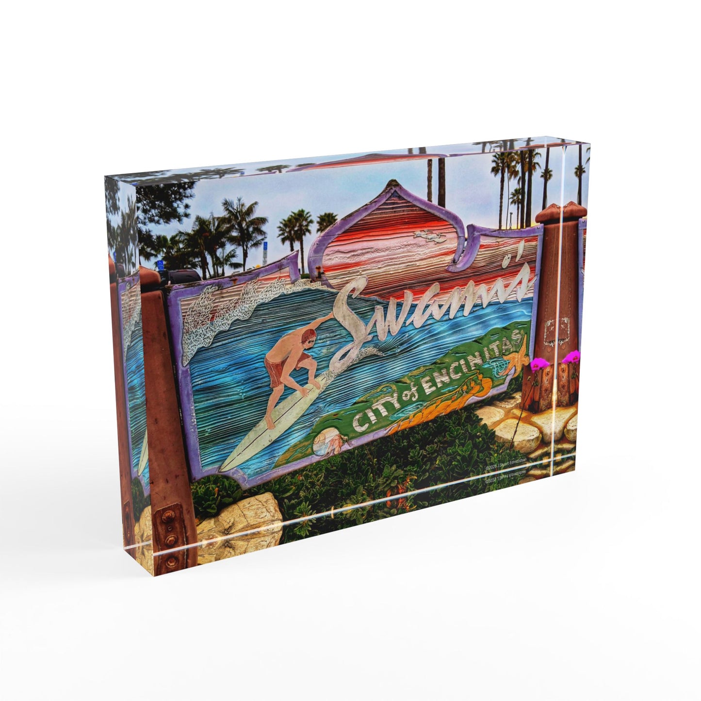 Swamis Vibe Surf and Sunsets 3D Photo Blocks - Swamis Park Sign #1201 Surfing Photo Block Decor - Coastal Home Decor, Beach Gift, Custom Wall Art, Ocean Theme