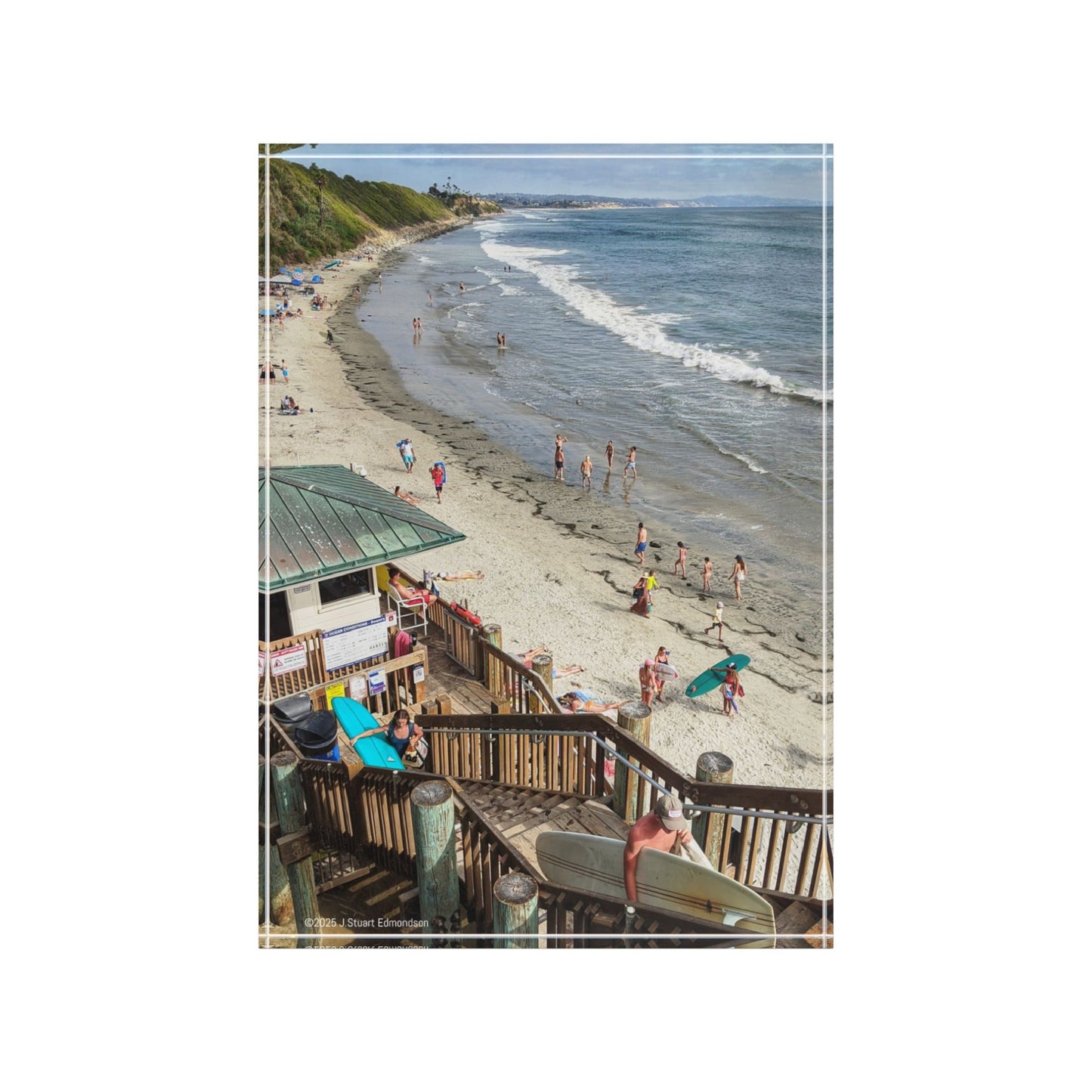 Swamis Vibe Surf and Sunsets Swamis Beach Stairway Encinitas California Photo Block, Custom Beach Decor, Photo Display, Vacation Keepsake, Gift for Beach Lovers, Coastal Home Accent