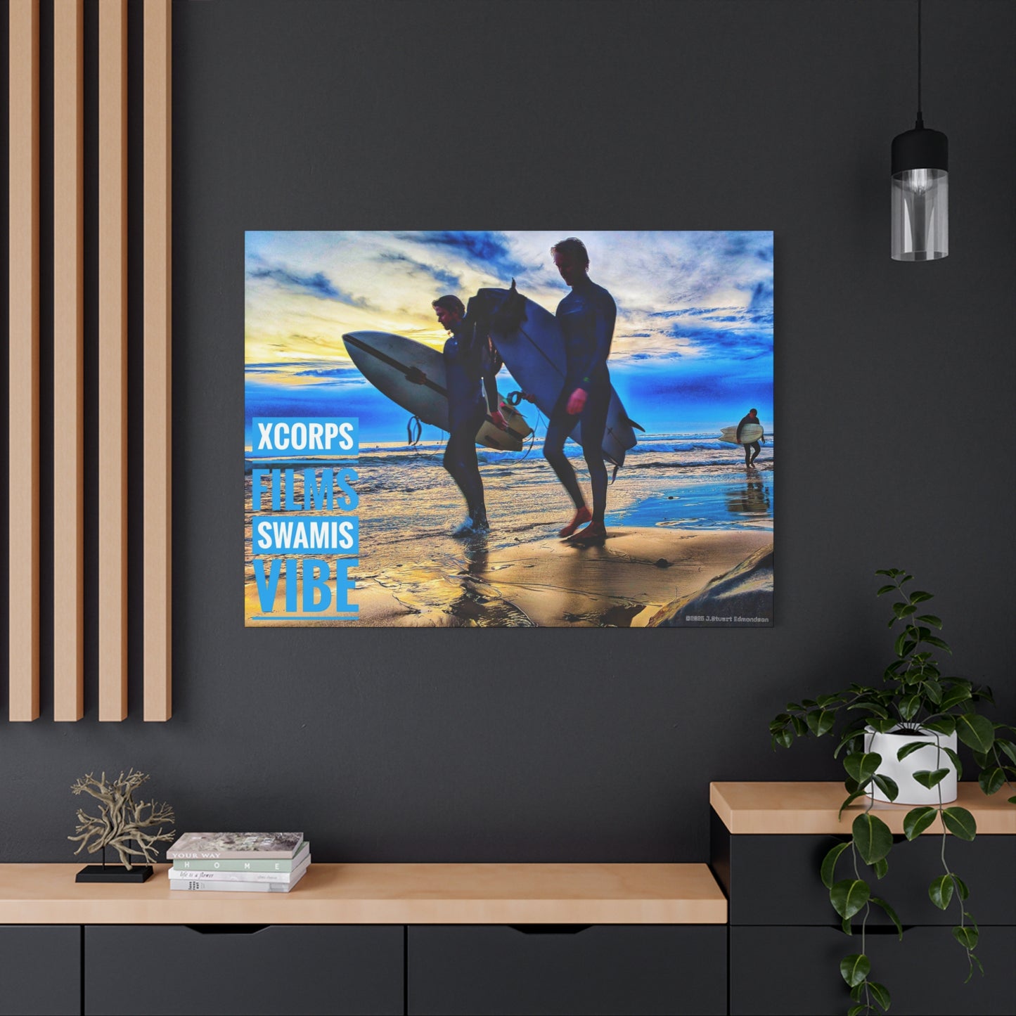 Swamis Vibe Encinitas California JSE Photograph #341 Blue Sunset Surfers Surfing Vibe Canvas Art, Beach Decor, Coastal Wall Art, Surfer Home Decor, Ocean Inspired Art, Summer Aesthetic