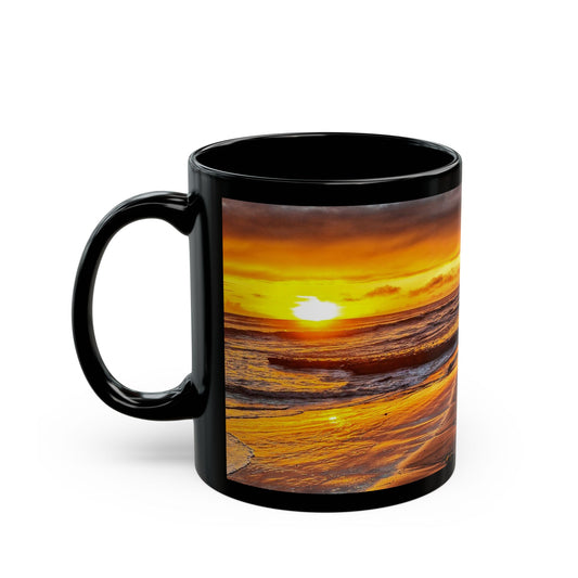 Swamis Vibe Encinitas California JSE Designs #10. Xcorps Films Swamis Sunset Vibe Ceramic Mug Black Sunset Beach Mug - Perfect for Coffee Lovers, Beach House Decor, Nature Gifts, Travel Mementos, Relaxing Vibes