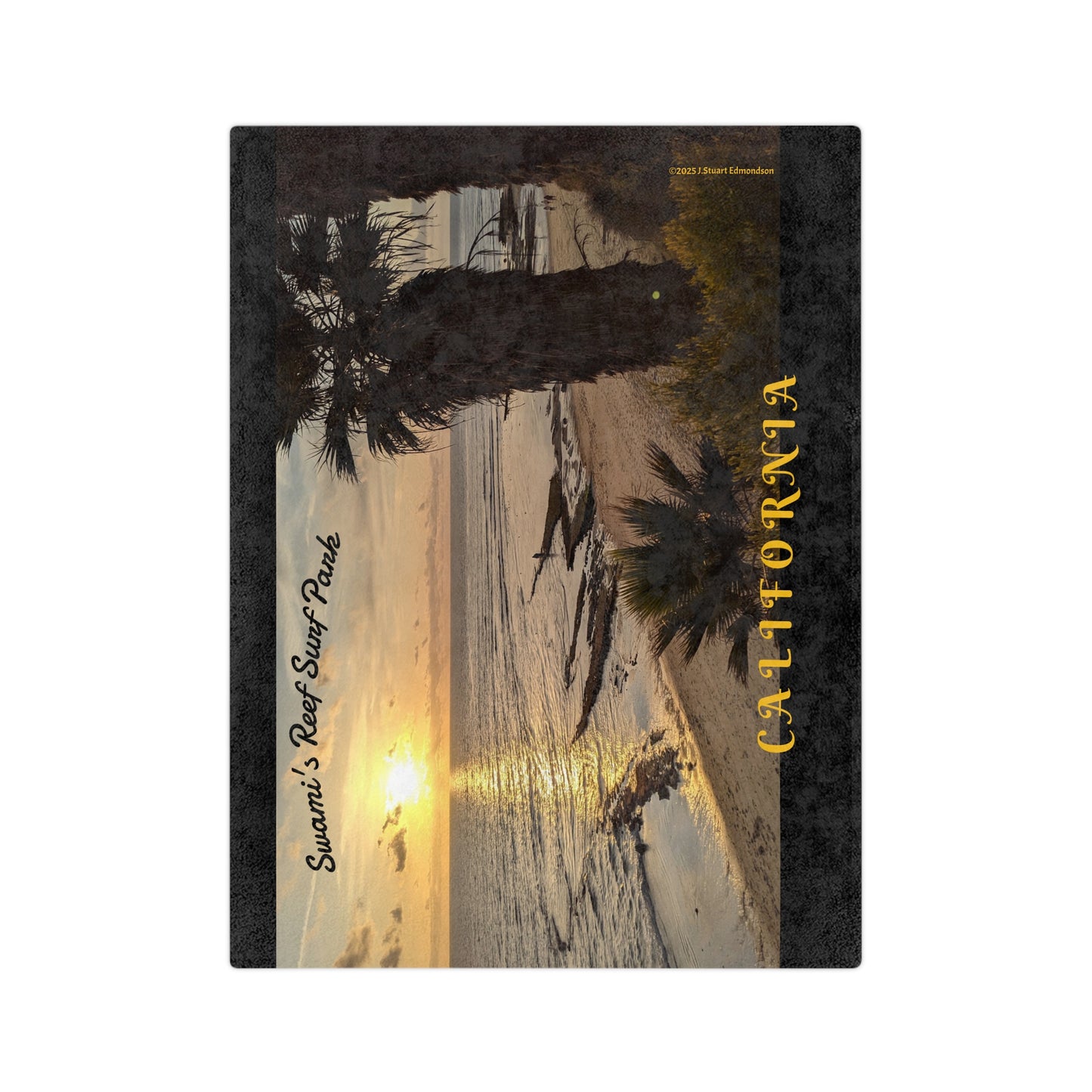 Swamis Vibe Encinitas California JSE Designs Surfer Sunset Blanket #3. Cozy Velveteen Blanket | Beach Sunset Decor, California Theme, Travel Souvenir, Gift for Surf Lovers, Home Comfort, Warm Throw