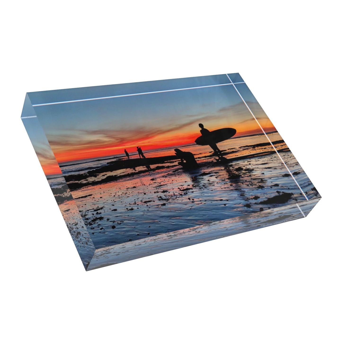Swamis Vibe Surf and Sunsets Low Tide Surfers #2. Photo Block Beach Decor, Wall Art, Unique Gift, Home Decoration, Surfing Enthusiast