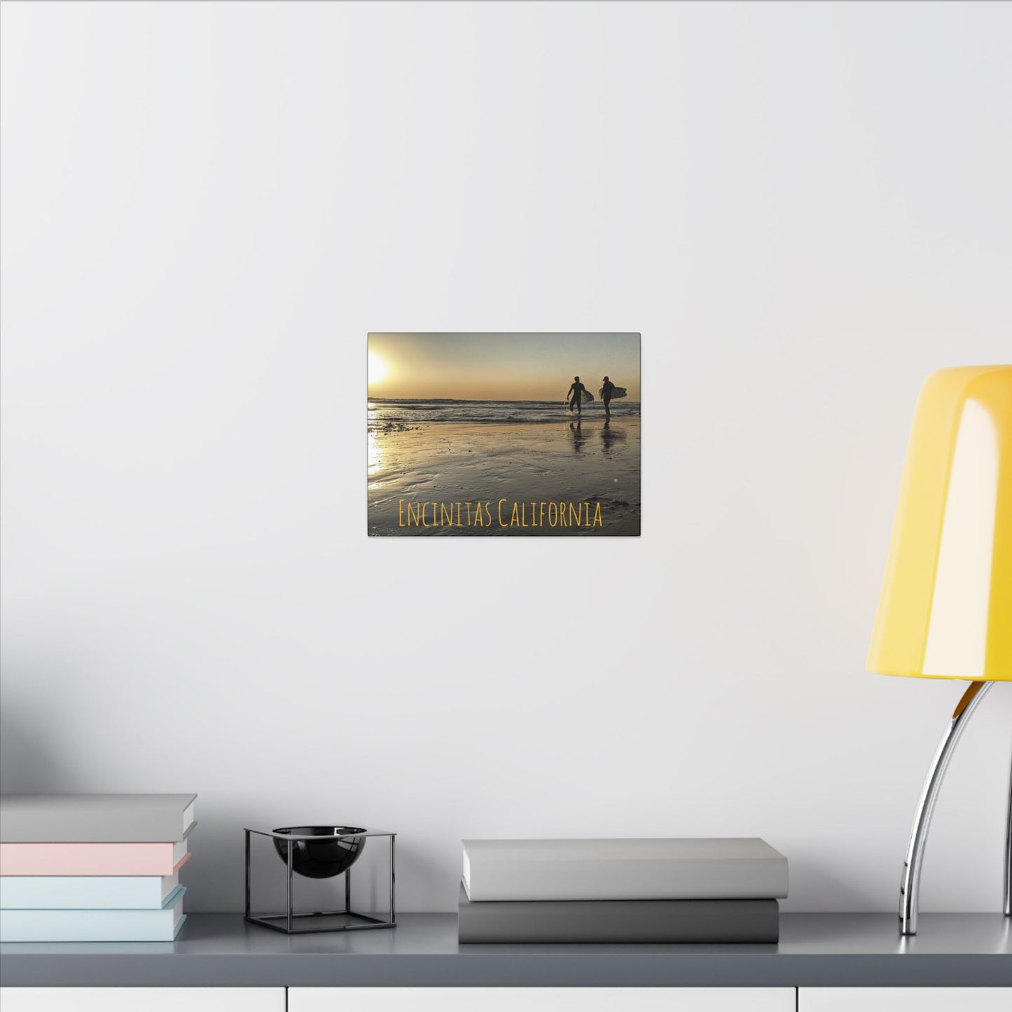 Swamis Vibe Encinitas California JSE Photograph #138. Swamis Sunset Surfers Matte Canvas, Stretched, 0.75" (Multi-Size)