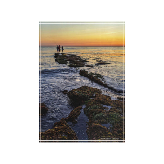 Swamis Vibe Surf and Sunsets 3D Photo Blocks Fishing Off Swamis Reef, Photo Block Art Display, Photo Block Decor, Sunset Landscape Block, Home Decor, Gift for Nature Lovers, Wall Art