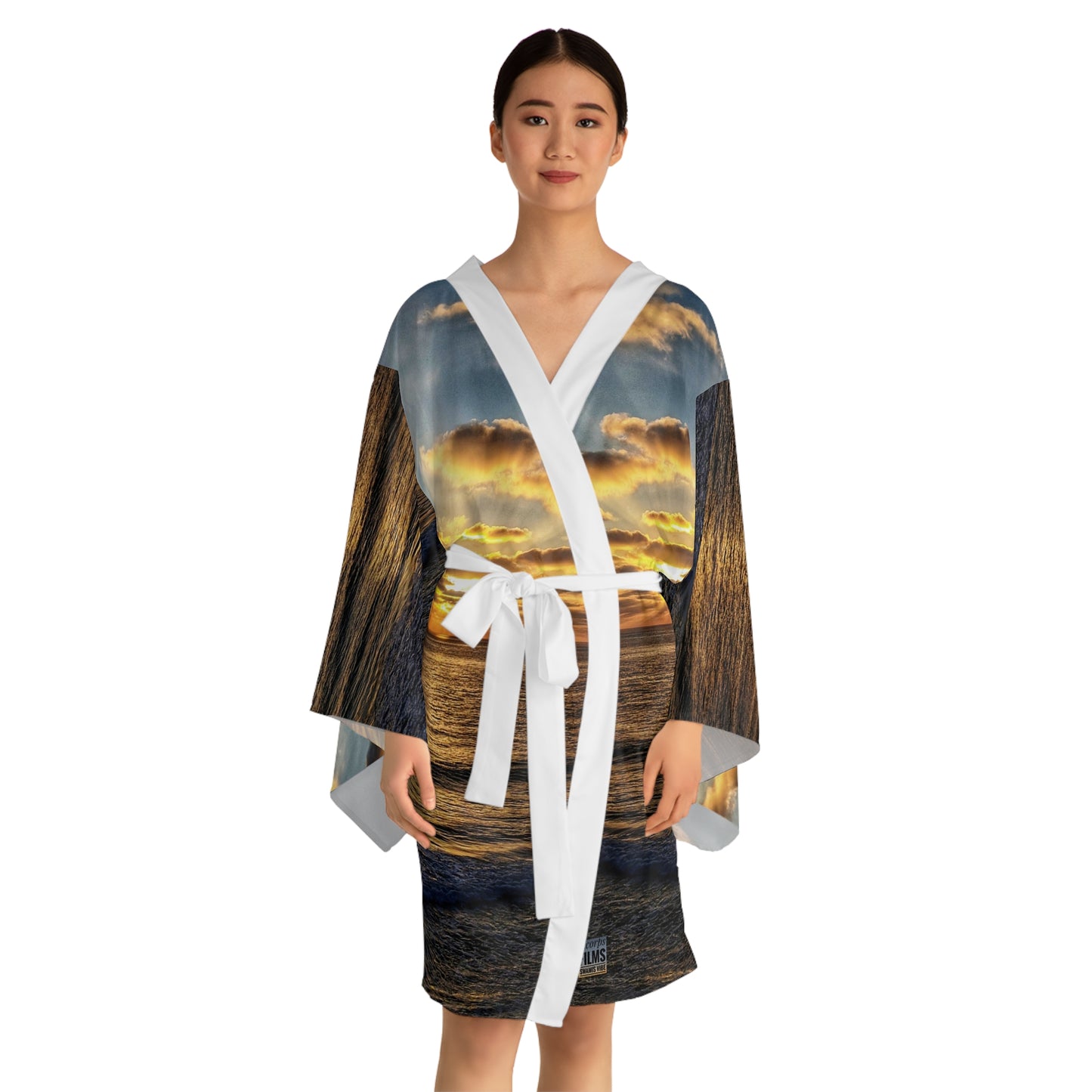 Swamis Vibe California JSE Photograph #235 Swamis Sunset Kimono Long Sleeve Kimono Robe