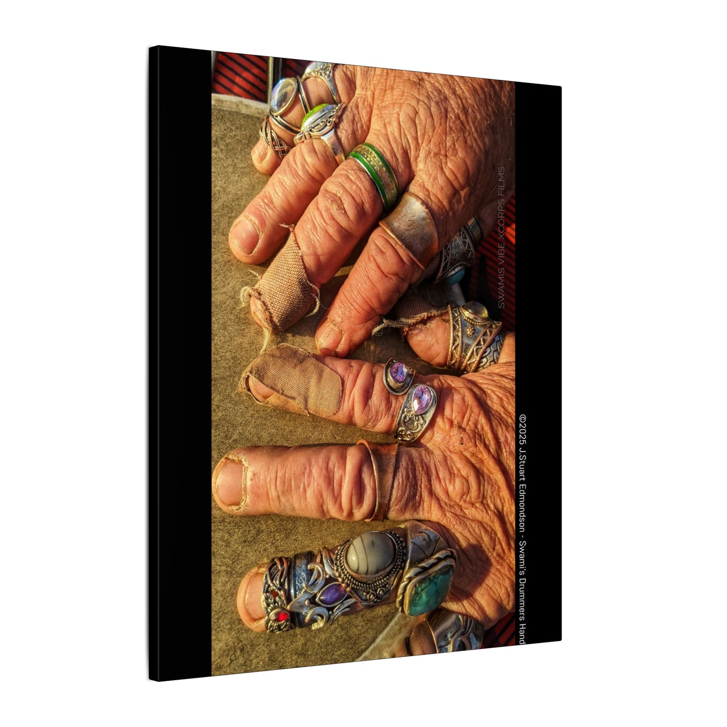 Swamis Vibe Encinitas California JSE Photograph #1253 Swamis Drummer Hands Artistic Canvas Wall Art, Bohemian Home Decor, Unique Gift for Art Lovers, Vibrant Pop Culture Design, Studio Display