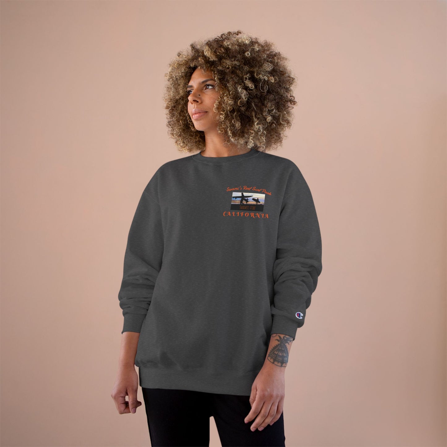 Swamis Vibe Encinitas California JSE Designs #1. Custom Designed Swamis Surf Park Crewneck Unisex Sweatshirt
