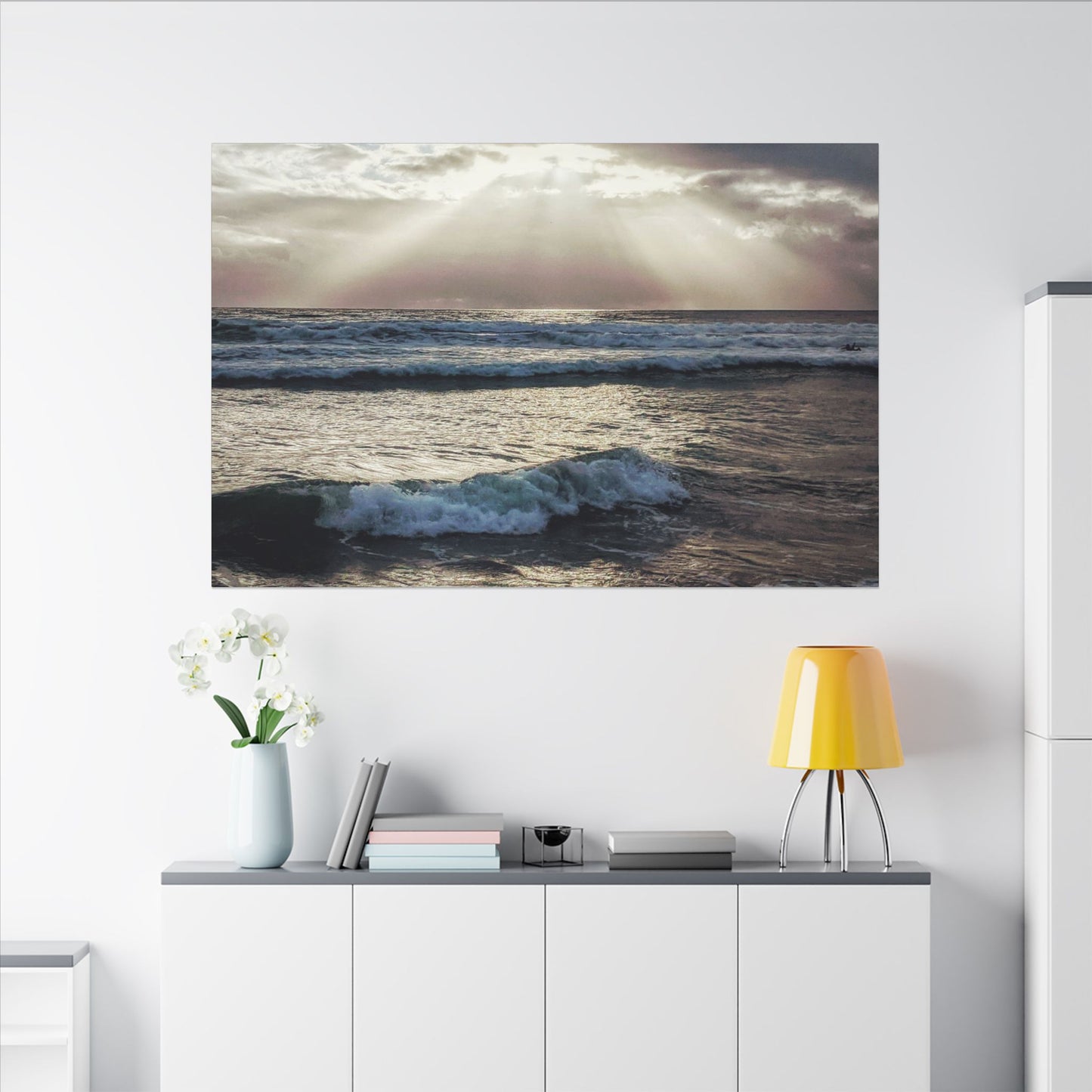 Swamis Vibe Encinitas California JSE Photograph #1256 Swamis Sun Rays Canvas Wall Art, Ocean Sunset Decor, Coastal Home Decor, Beach Wall Art, Nautical Wall Art