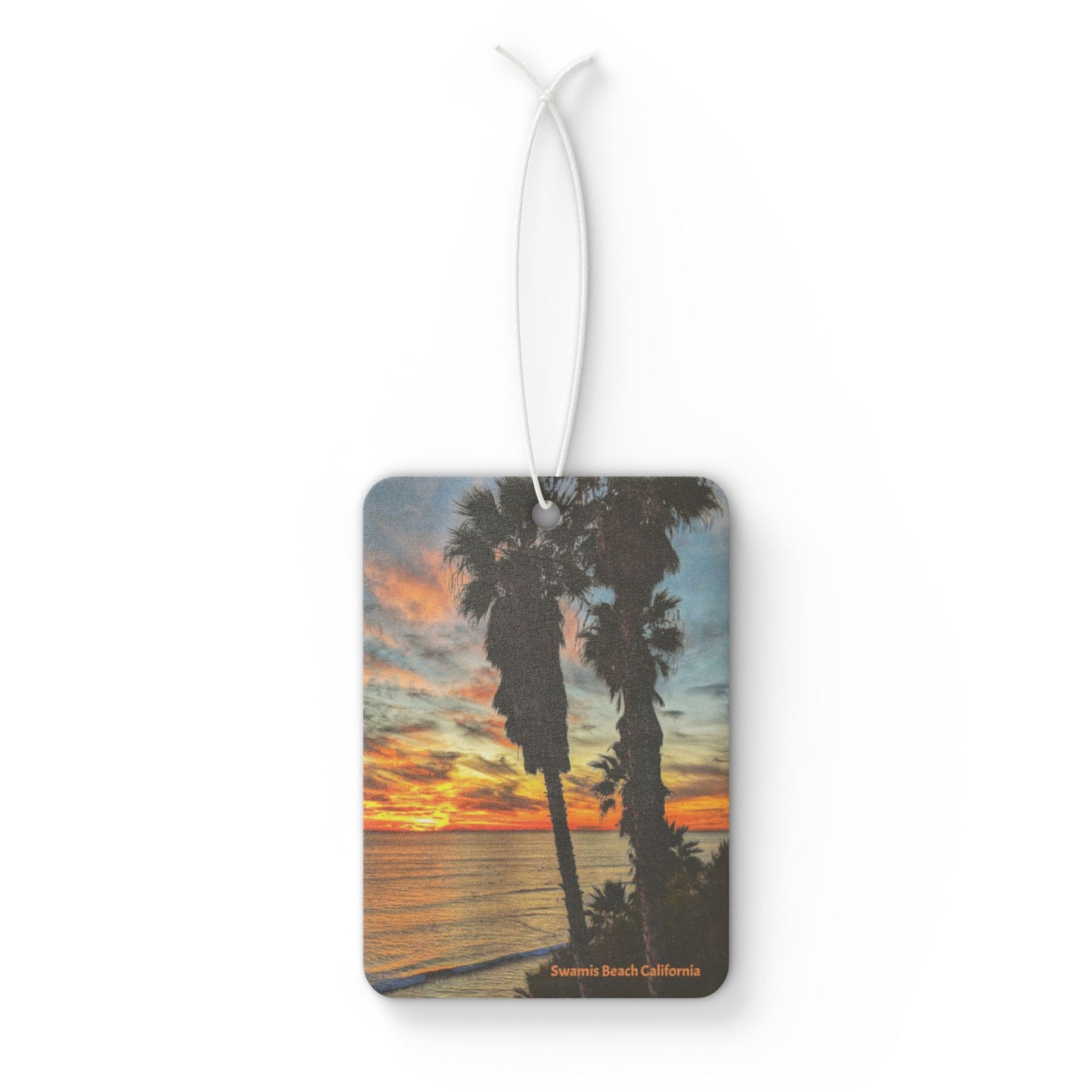 Swamis Vibe Encinitas California JSE Xcorps Films Designs #17. Swamis Vibe Sunset Palm Trees Air Fresheners in 3 scent options