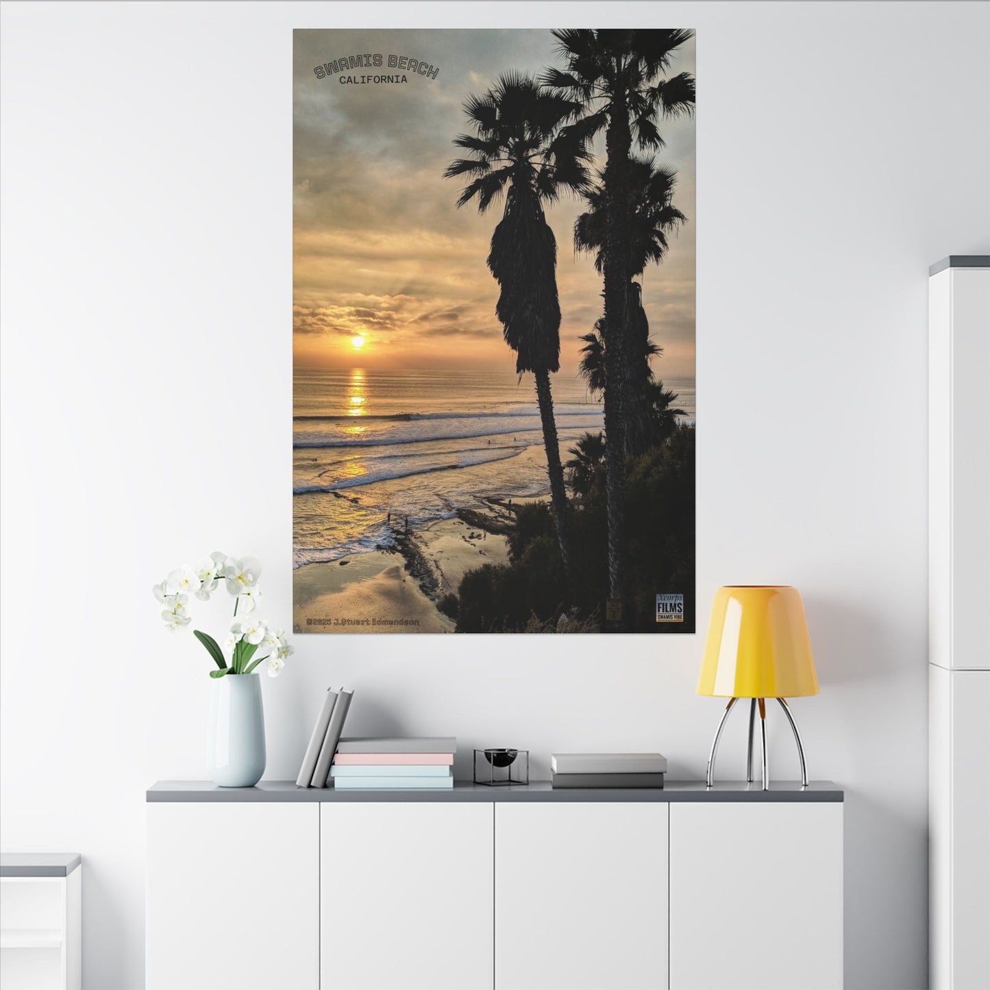 Swamis Vibe Encinitas California JSE Photograph #259 Swamis Winter Sunset Canvas Wall Art, Coastal Home Decor, Beach Vibes, Room Aesthetic, California Sunset, Gift for Ocean Lovers