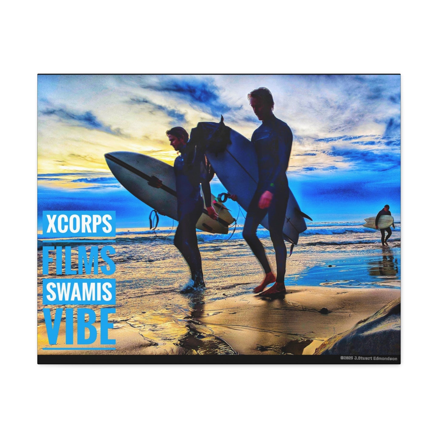Swamis Vibe Encinitas California JSE Photograph #341 Blue Sunset Surfers Surfing Vibe Canvas Art, Beach Decor, Coastal Wall Art, Surfer Home Decor, Ocean Inspired Art, Summer Aesthetic