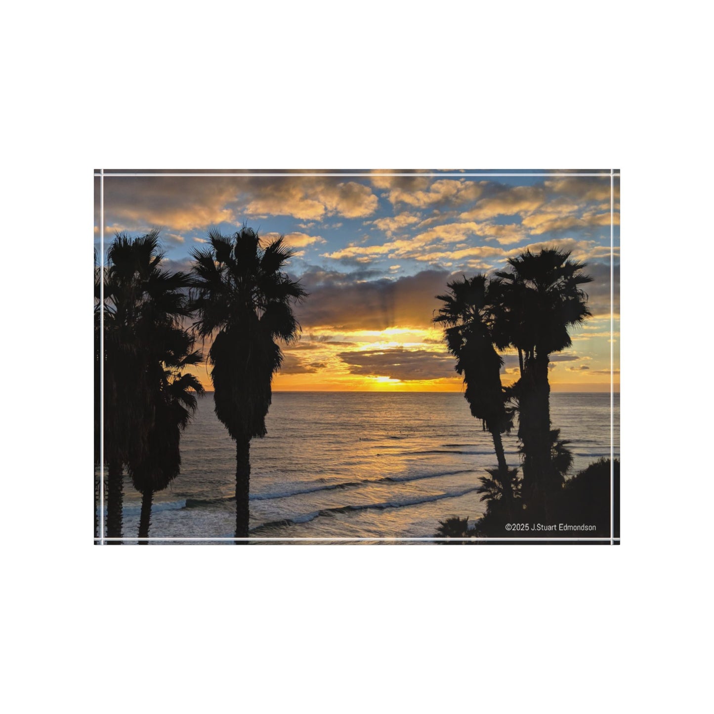 Swamis Vibe Surf and Sunsets Swamis Palm Tree Sunset #6. Sunset Beach Photo Block | Coastal Decor, Beach House Gift, Personalized Memory Block, Summer Vibes, Travel Keepsake