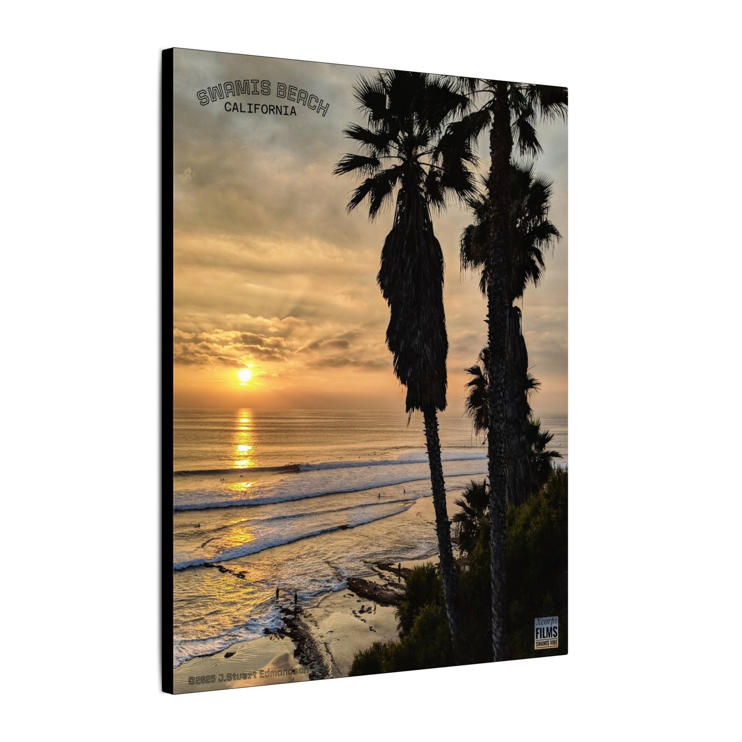 Swamis Vibe Encinitas California JSE Photograph #259 Swamis Winter Sunset Canvas Wall Art, Coastal Home Decor, Beach Vibes, Room Aesthetic, California Sunset, Gift for Ocean Lovers