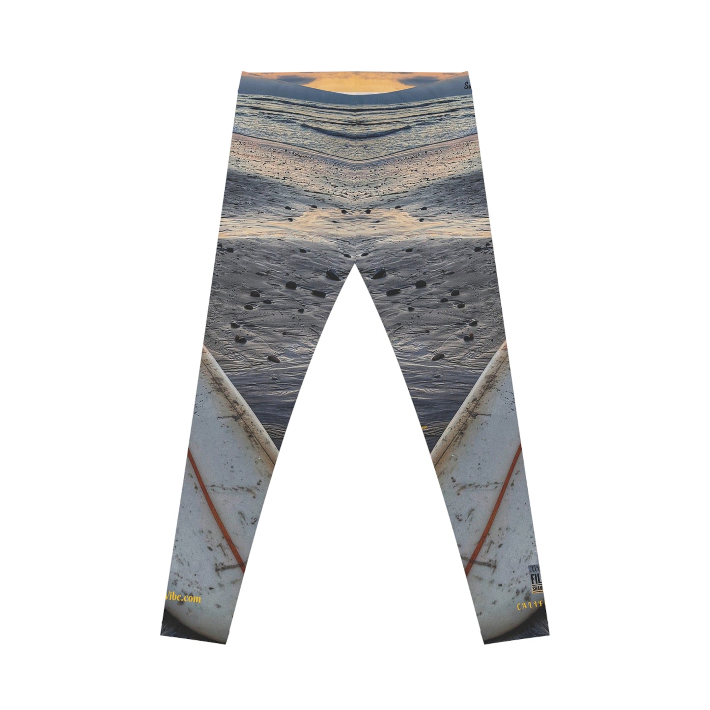 Swamis Vibe Encinitas California JSE Designs Surfer Sunset Leggings #4. Stylish Women's Casual Leggings, Trendy Everyday Wear, Comfortable Active Leggings, Unique Printed Leggings, Gift for Her