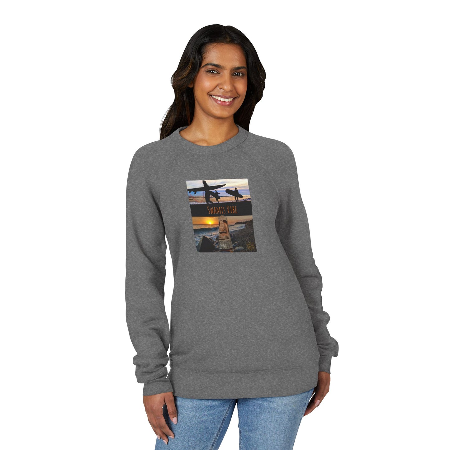 Swamis Vibe Raglan Unisex Sweatshirt — Encinitas Surf Sunset Crew