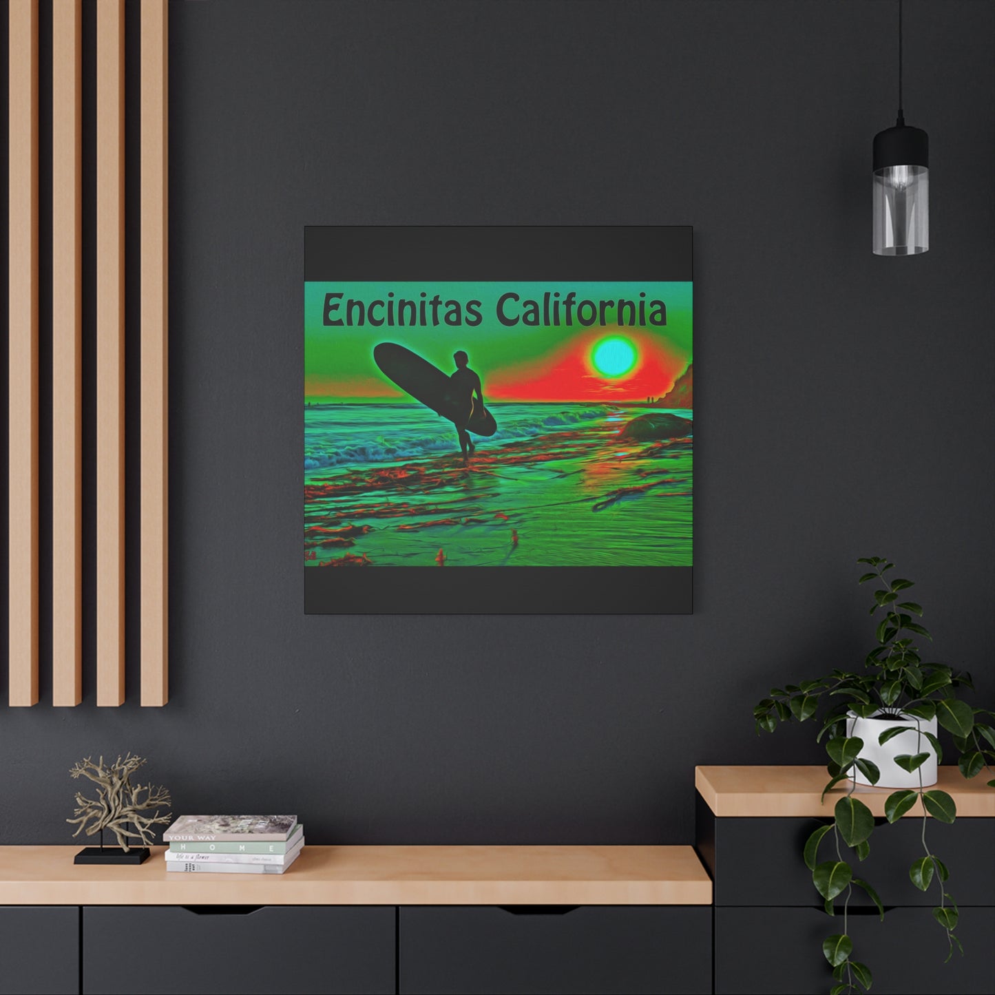 Encinitas California Surf Canvas Art | Coastal Wall Decor, Beach House Gift, Seaside Home Decor, California Art, Surfer Print