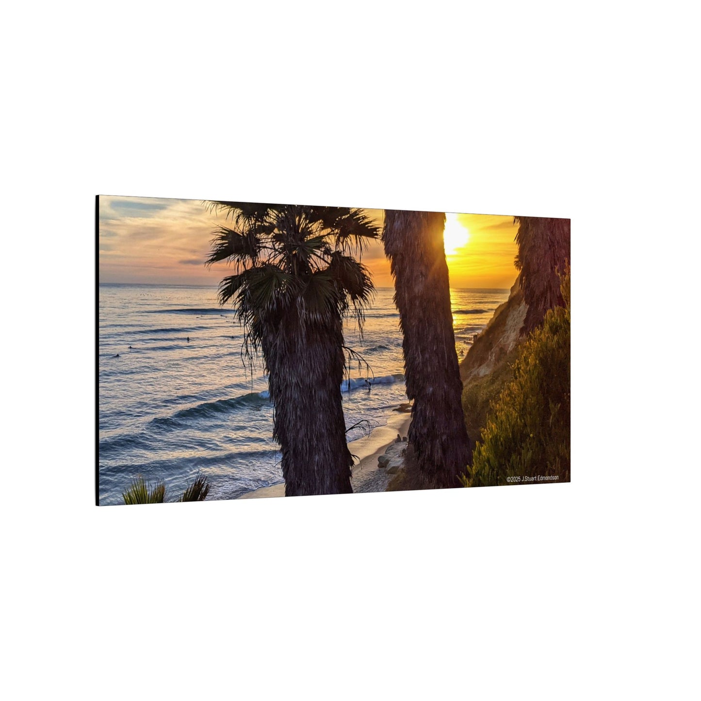 Swamis Vibe Encinitas California JSE Photograph #102 Swamis Sunset Palms and Waves Coastal Sunset Canvas Print, Wall Art, Beach Decor, Home Decor, Nature Wall Art, Tropical Print