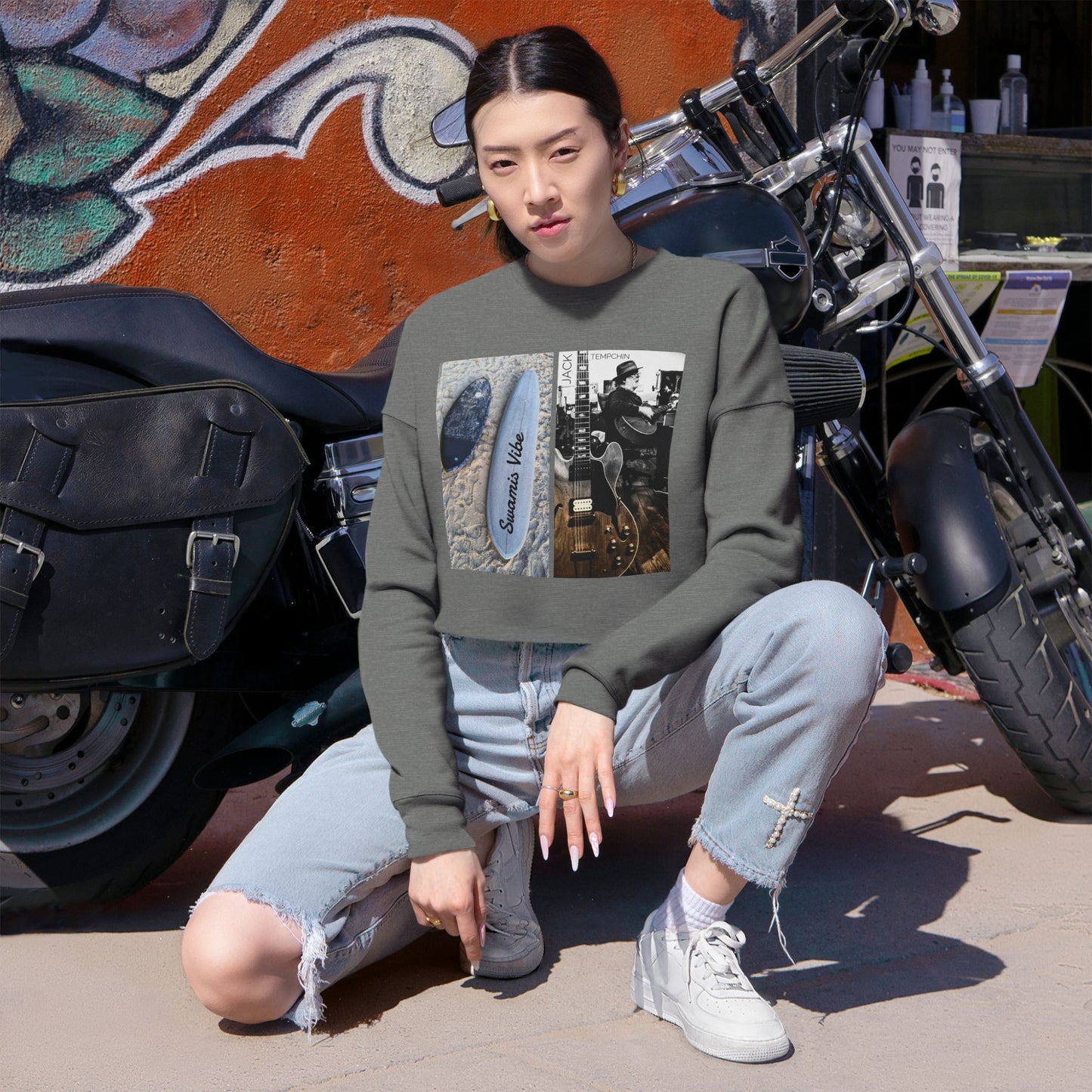 Swamis Vibe Cropped Sweatshirt — California Music Surf Sunset Design