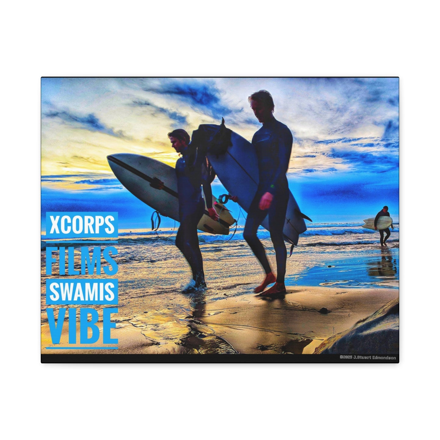 Swamis Vibe Encinitas California JSE Photograph #341 Blue Sunset Surfers Surfing Vibe Canvas Art, Beach Decor, Coastal Wall Art, Surfer Home Decor, Ocean Inspired Art, Summer Aesthetic