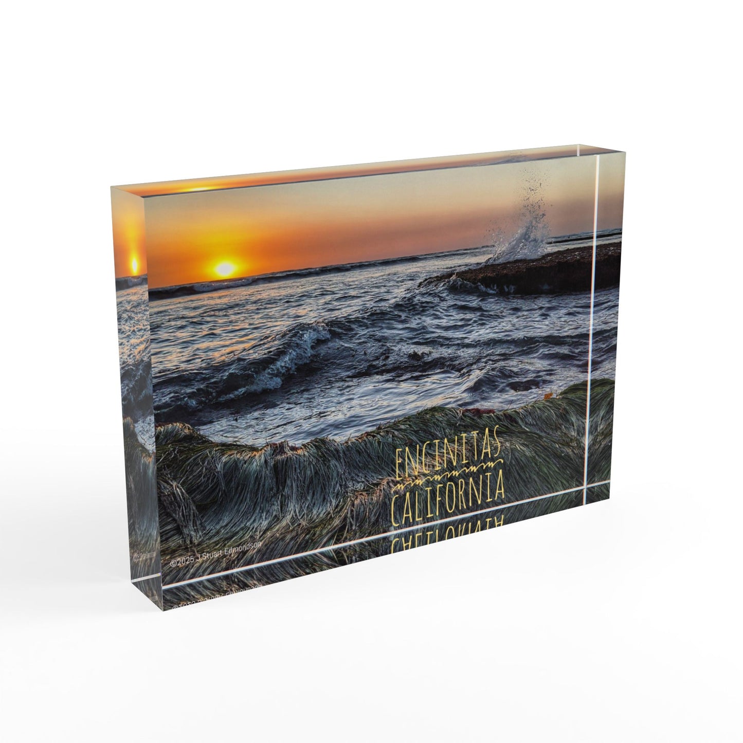Swamis Reef Surf Park Ocean Sunset #7. Enchanting Encinitas Photo Block - Coastal Home Decor, Beach Themed Gift, Nautical Art Piece, Sunset Wall Art, Ocean Vibes Decoration