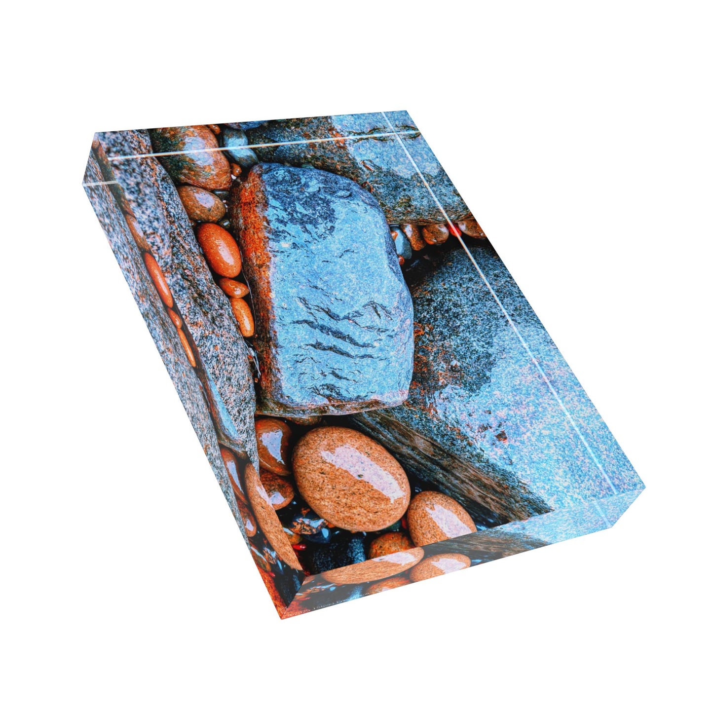 Swamis Vibe Surf and Sunsets Gallery Presents Blue Rocks #311 3D Photo Block Coastal Stone Photo Block, Beach Decor, Nature Art, Gift for Her, Home Decoration, Rustic Wall Art