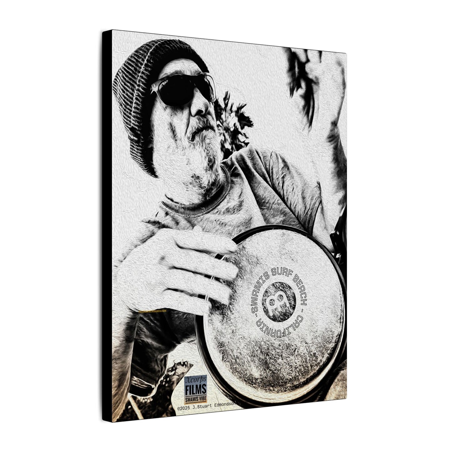 Swamis Vibe Encinitas California JSE Designs #124. Drum Beat Canvas Boxed Photo Prints- San Diego, California Surfing Beach Design, Drummer, Musician