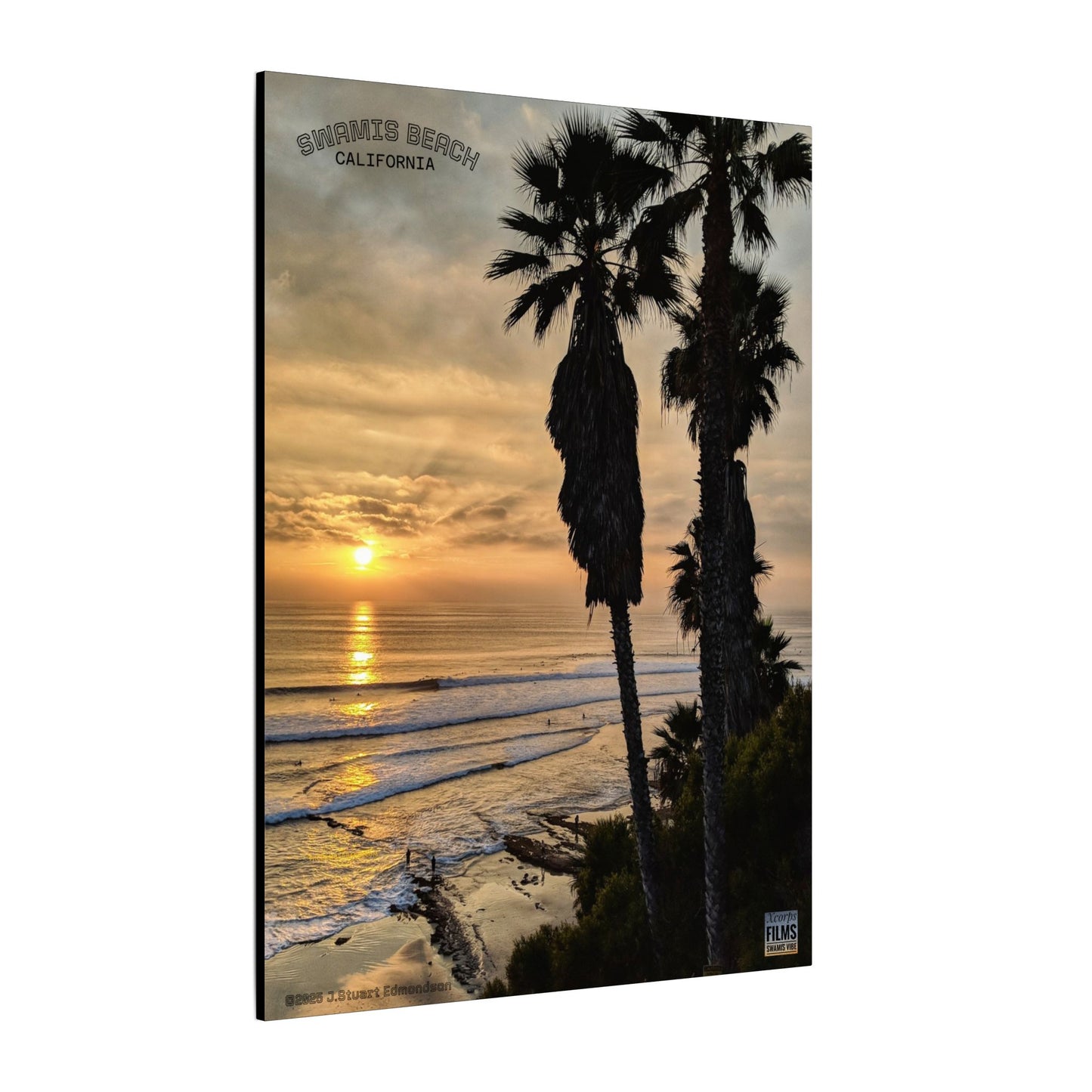 Swamis Vibe Encinitas California JSE Photograph #259 Swamis Winter Sunset Canvas Wall Art, Coastal Home Decor, Beach Vibes, Room Aesthetic, California Sunset, Gift for Ocean Lovers