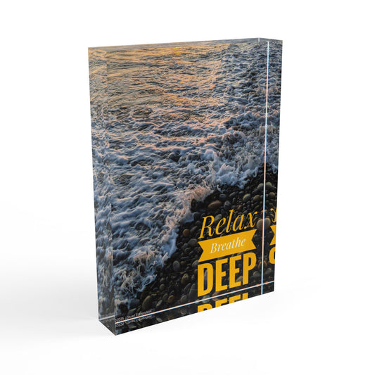 Swamis Vibe Relaxing Photo Block with Inspirational Quote, Home Decor, Gift for Nature Lovers, Desk Accessory, Beach Themed Decoration