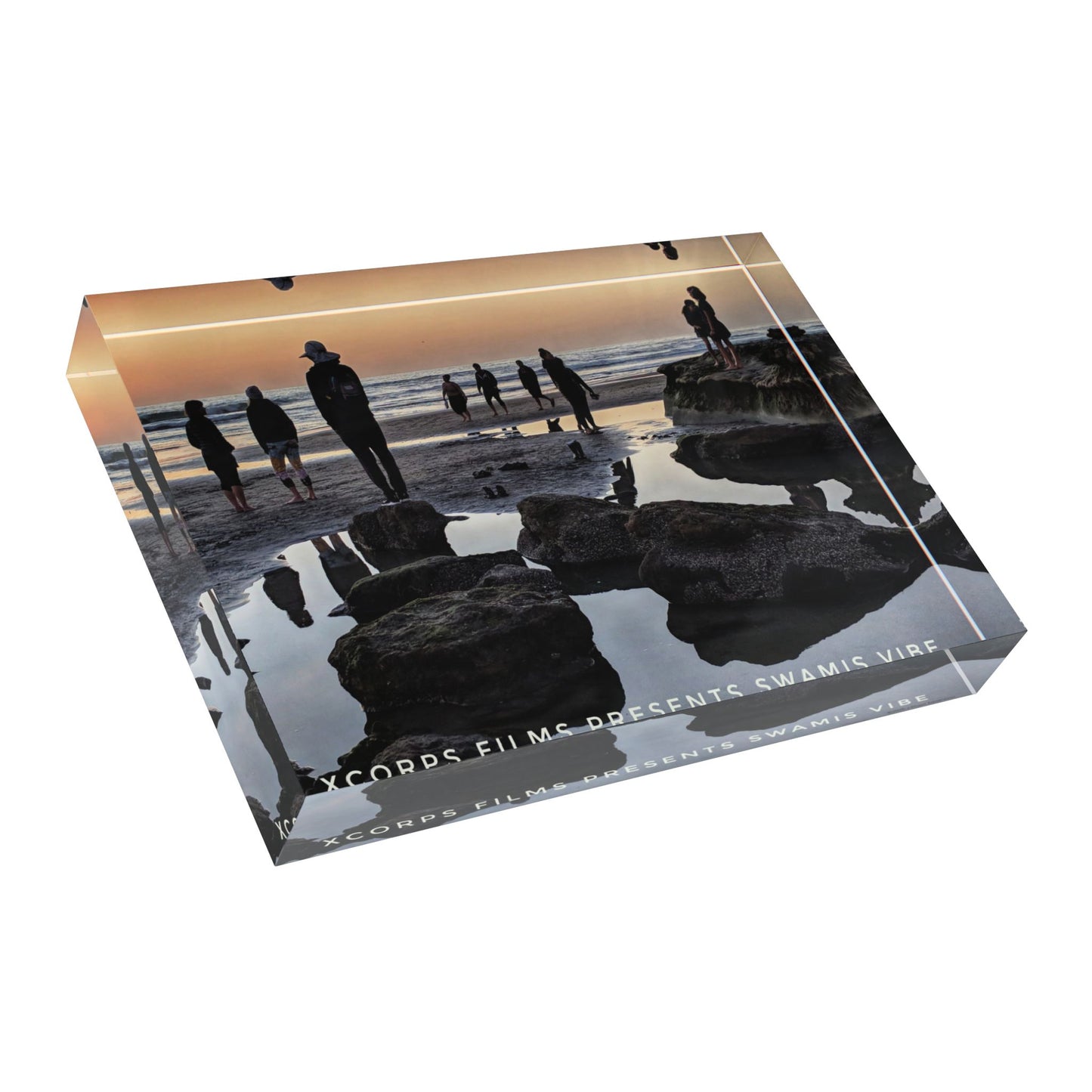 Swamis Vibe Surf and Sunsets 3D Photo Blocks Low Tide Silhouettes #1146 Custom Photo Block Display, Beach Vibe Decor, Gift for Ocean Lovers, Home Office Wall Art