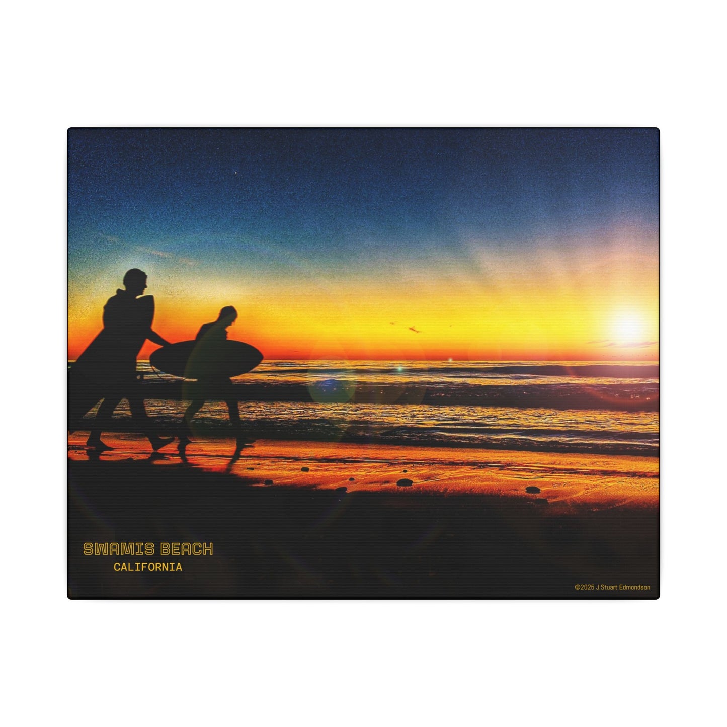 Swamis Vibe Encinitas California JSE Photograph #115 Spirited Swamis Surfers Sunset Sunset Surfing Matte Canvas Print, Surfer Wall Art, Beach Home Decor, Gift for Surf Lovers, Coastal Living, Ocean Art