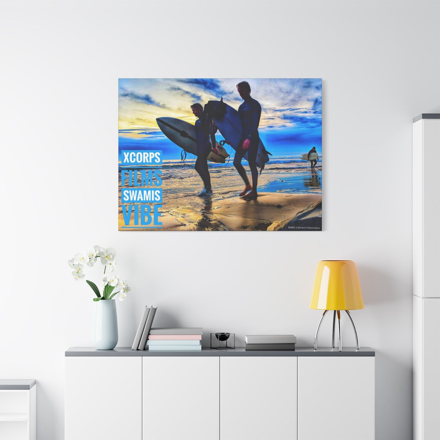 Swamis Vibe Encinitas California JSE Photograph #341 Blue Sunset Surfers Surfing Vibe Canvas Art, Beach Decor, Coastal Wall Art, Surfer Home Decor, Ocean Inspired Art, Summer Aesthetic
