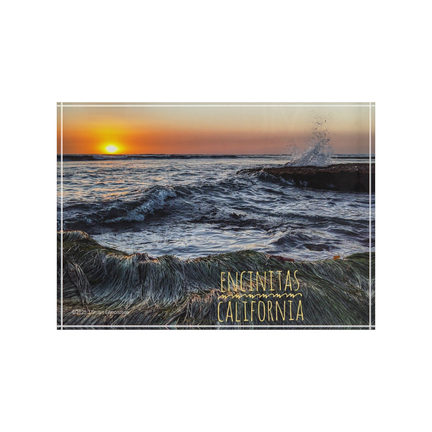 Swamis Reef Surf Park Ocean Sunset #7. Enchanting Encinitas Photo Block - Coastal Home Decor, Beach Themed Gift, Nautical Art Piece, Sunset Wall Art, Ocean Vibes Decoration