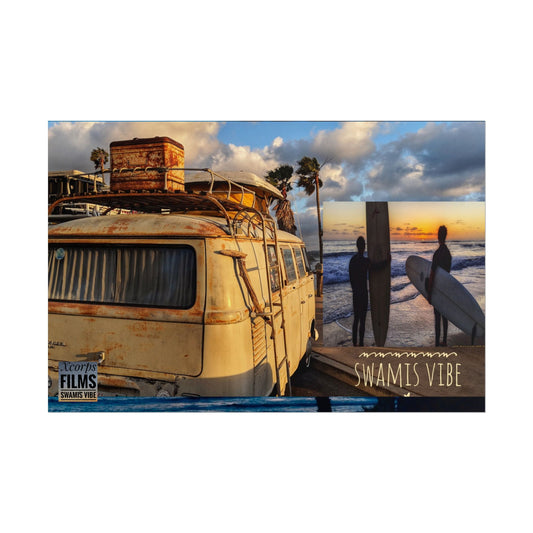 Surf Sunset Poster – Swamis Vibe Vintage Surfer Van Beach Wall Art 20x30 Poster