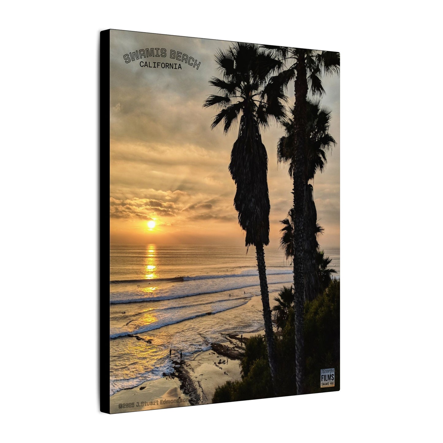 Swamis Vibe Encinitas California JSE Photograph #259 Swamis Winter Sunset Canvas Wall Art, Coastal Home Decor, Beach Vibes, Room Aesthetic, California Sunset, Gift for Ocean Lovers