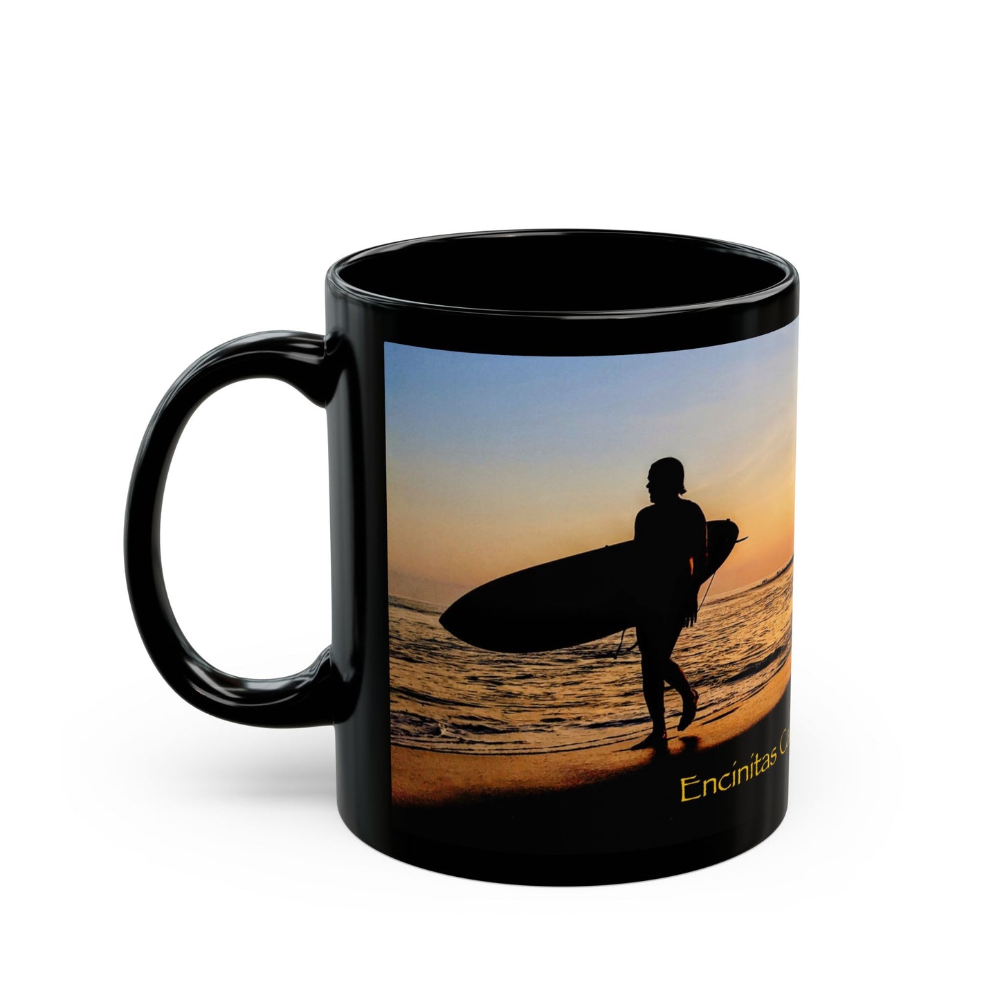 Swamis Vibe Encinitas California JSE Designs #3 Swamis Surfer Ceramic Mug Sunset Beach Vibes Mug, Surfing Gift, Coffee Cup, Ocean Lover, Encinitas California Mug, Beach Decor, Gift for Him/Her