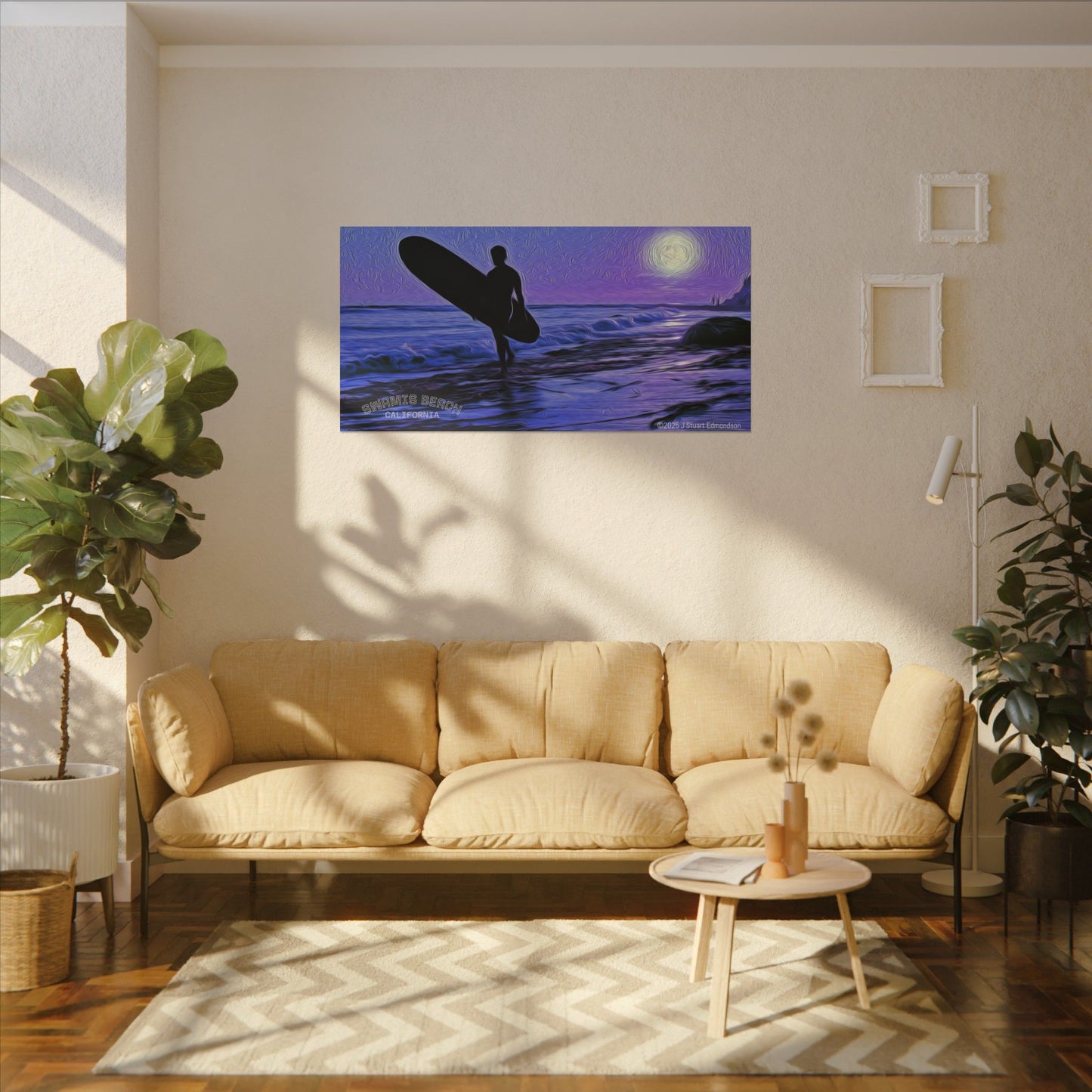 Swamis Vibe Encinitas California JSE Photograph #140 Purple Sunset Surfer Ocean Sunset Surfing Canvas, Beach Wall Art, Surf Decor, Coastal Home Decor, Beach House Wall Art, Perfect Gift for Surf Lovers