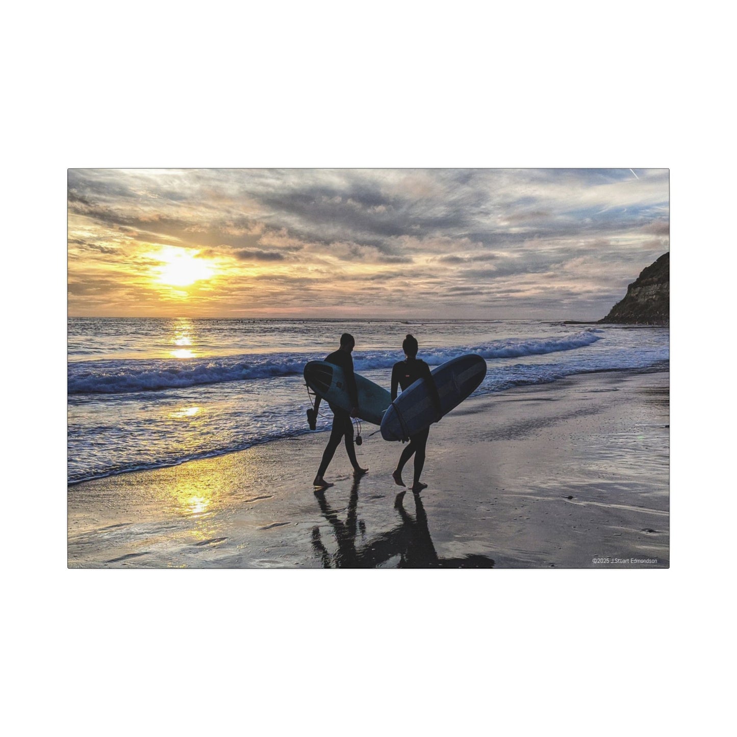 Swamis Vibe Encinitas California JSE Photograph #431 Swamis Silver Sunset Surfers Sunset Surfing Canvas Wall Art | Beach Decor, Ocean Sunset, Surfing Artwork, Home Decor, Gift for Surfers