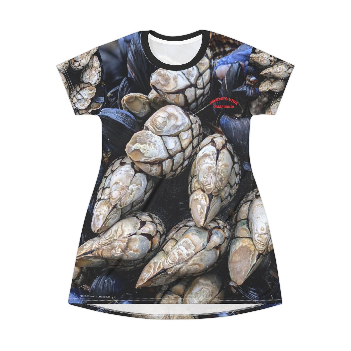 Swamis Vibe Encinitas California JSE Designs Barnacle Beach Dress #1. Artistic Nature T-Shirt Dress Nature-Inspired T-Shirt Dress, Casual Wear, Beach Cover-Up, Summer Fashion, Unique Gift for Her, Outdoor Adventures