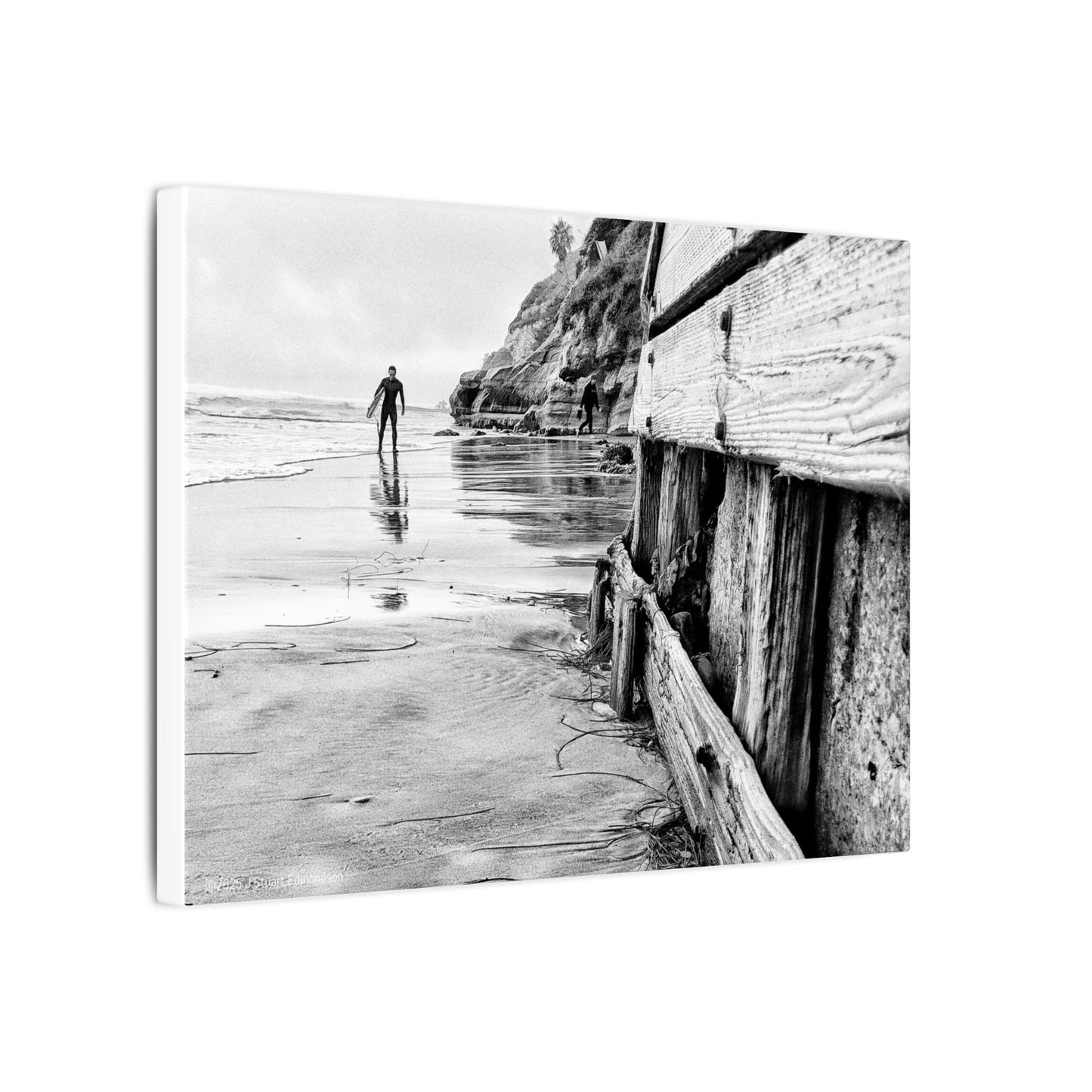 Swamis Vibe Encinitas California JSE Photograph #1221 Surfer on Swamis Beach BW Surfing Wall Art Print, Black and White Coastal Decor, Beach Lover Gift, Home Office Artwork, Surfer Canvas