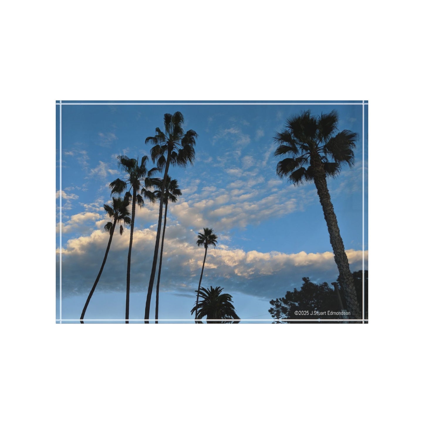 Swamis Vibe Surf and Sunsets Swamis Clouds  Palm Tree Photo Block – Coastal Decor, Nature Wall Art, Gift for Home, Beach Lovers, Photography Display